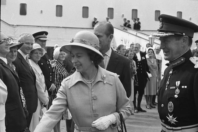 Her Majesty meets the public on her visit to Wearside in 1977.