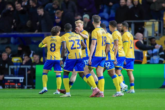 Stags take an early lead during the Sky Bet League 1 match against Plymouth Argyle FC at the One Call Stadium, 28 Oct 2025, Photo credit Chris & Jeanette Holloway / The Bigger Picture.media