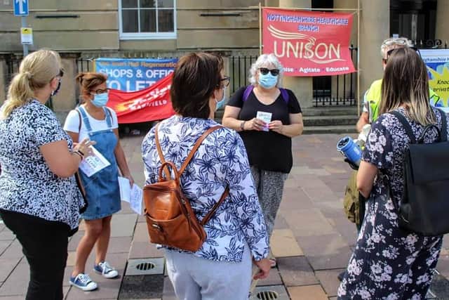 Mansfield NHS protest: Healthcare workers gather to protest against low pay.