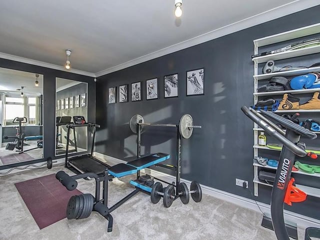 The ground floor also houses one of the five large double bedrooms at the Annesley Lane property. It is currently being used as an impressive gym