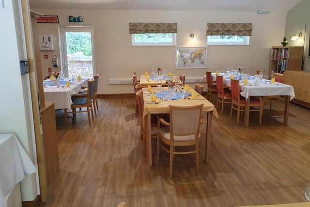 Tables laid out for Wrens Nest didning-experience. Picture: Wren Hall Nursing Home