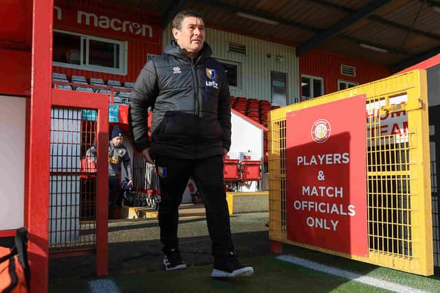 Mansfield Town manager Nigel Clough prior to the Sky Bet League 1 match against Stevenage FC at the Lamex Stadium, 24 Jan 2024  Photo credit Chris Holloway / The Bigger Picture.media