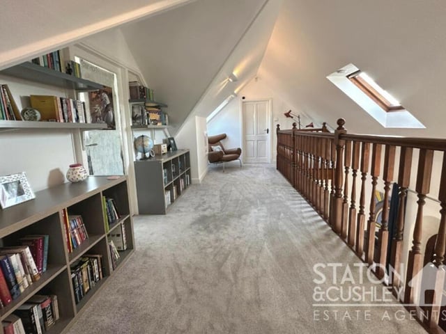 The smart landing gives access to all three double bedrooms on the first floor of the £525,000 house.