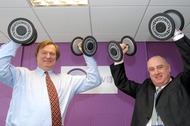 Graham Allen MP did a spot of weight training along with Malcolm Cowgill Principal of South Notts College at the official re-opening of the Henry Mellish Sports Centre. 2008.