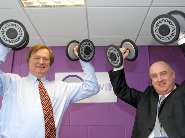 Graham Allen MP did a spot of weight training along with Malcolm Cowgill Principal of South Notts College at the official re-opening of the Henry Mellish Sports Centre. 2008.