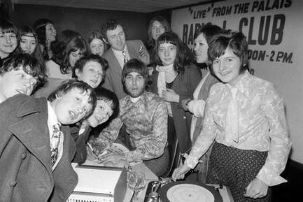 DJ Johnnie Walker and Radio 1 Club attendees at Mansfield Palais, 1970.