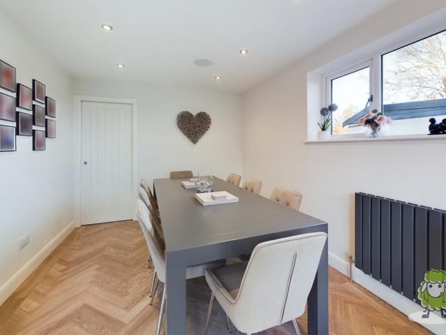 A close-up of the dining room, which is the ideal spot for family meals at the £600,000-plus Forest Town property.