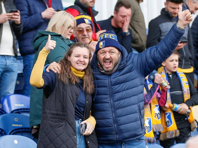 Mansfield Town fans ahead of the win over Stevenage.