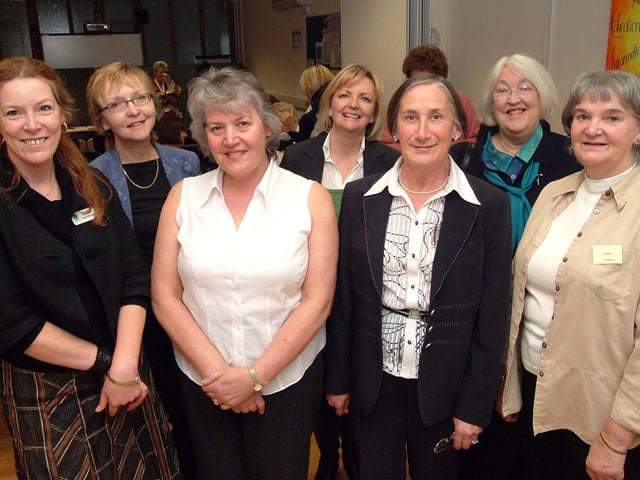 County councillor Joyce Bosnjak (far left) with volunteers at the Homestart AGM held at Community House, Wood Street, Mansfield. 2007.
