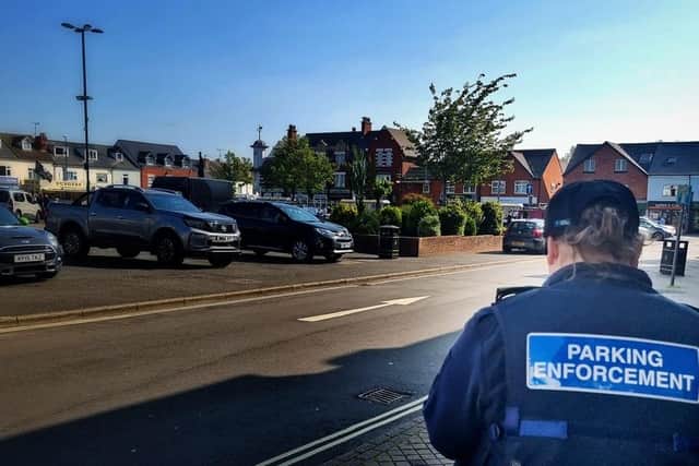 Parking enforcement officers in action in Shirebrook.