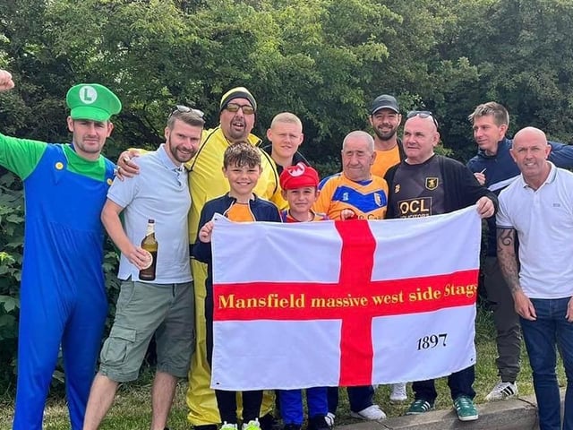 Mansfield Town fans make their way to Wembley.