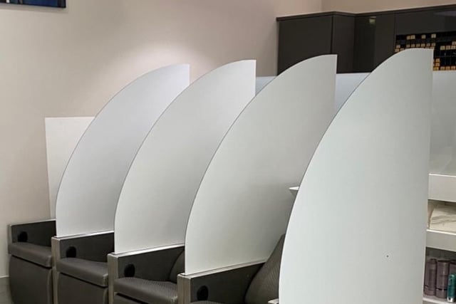 The backwash area chairs are separated by screens so those who may be sat next to each other are separated