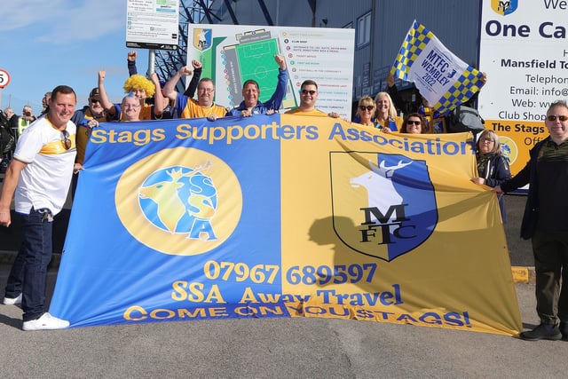 The SSA supportes await the buses.