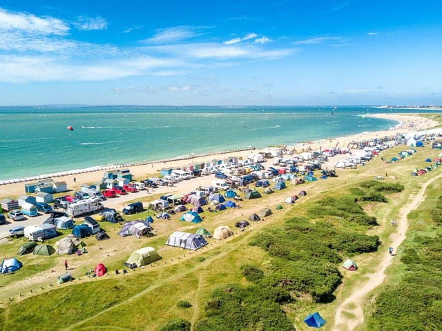 Hayling Kitesurfing Armada at Hayling Island beach.