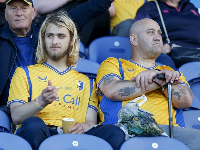 Mansfield Town fans ahead of the win over Grimsby Town.