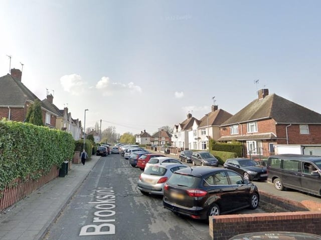 According to figures in May 2026, 8 crimes were reported on or near Brookside, Hucknall. (Picture: Google Earth.)
