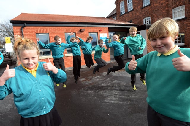 Pictured is members of the Kingsway Primary School student council celebrating the completion of the new school extension.
