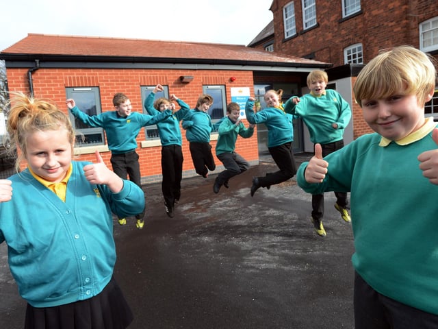 Pictured is members of the Kingsway Primary School student council celebrating the completion of the new school extension.