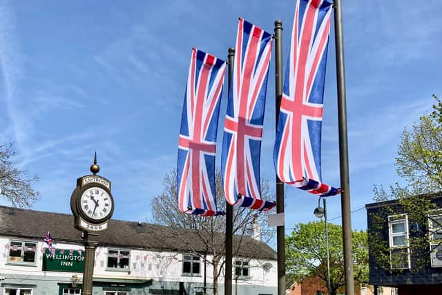 Union Jacks were flying in Eastwood as the town celebrated the historic royal occasion.