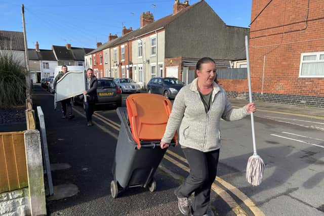 Coun Samantha Deakin helps collect waste as part of the Big Spring Clean