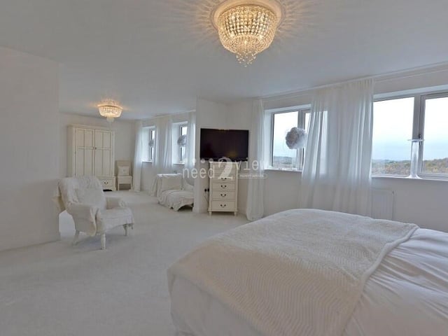 Here you can see how the vast space within the master bedroom has been created by knocking through to what was another bedroom originally. There is now space for wardrobes and a dressing area if required, although the work can be reversed to return to four bedrooms, if you wish.