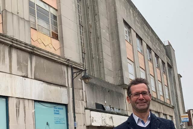 Andy Abrahams, Mansfield mayor, outside the former Beales store in Mansfield.