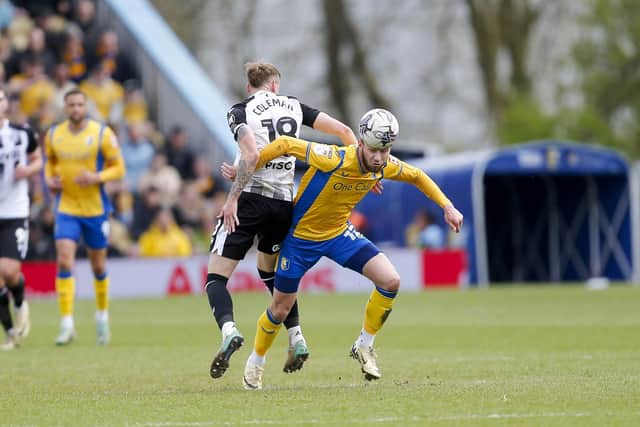 Action during the Sky Bet League 2 match against Gillingham FC at the One Call Stadium on Saturday 20 April 2024.Photo credit Chris& Jeanette Holloway / The Bigger Picture.media