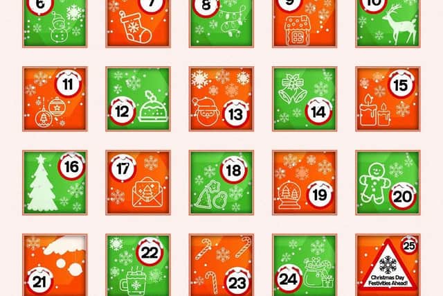 Shot of the 25 windows of the advent calendar