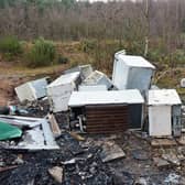 Fridges dumped and burned - fly-tipping down Deerdale Lane near Sherwood Pines.