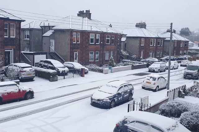 South Lanarkshire was also got caught in a Dickensian Christmas scene this morning as snow fills this street in the south east of Glasgow.