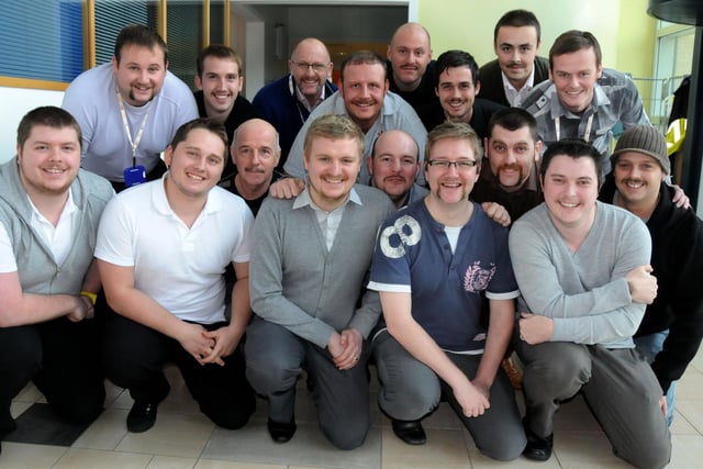 Some of the workers from EDF Energy on Doxford International Business Park in Sunderland who grew moustaches for the Movember appeal nine years ago.