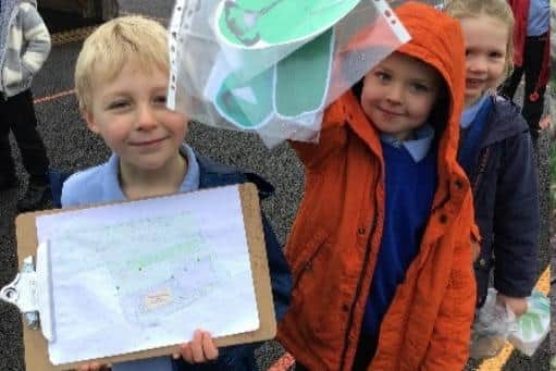 Children at Lawrence View Primary School taking part in a geography lesson.