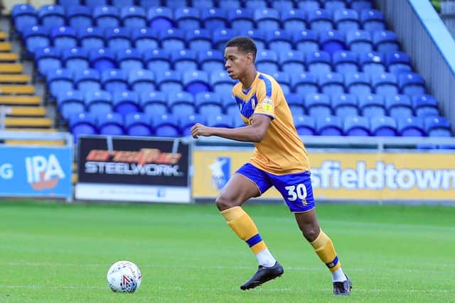 Mansfield's Alistair Smith on the ball in midfield
