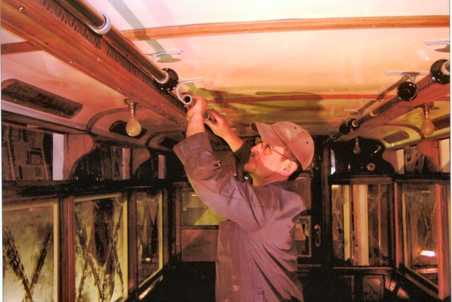Peter Bird, Crich Tramway Village's rolling stock engineer worked to restore one of the museum's historic vehicles in 2007
