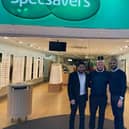 New Sutton Specsavers directors Irfan Mkda (left) and Sunny Boyal (right) with current director Michael Hinder. Photo: Submitted