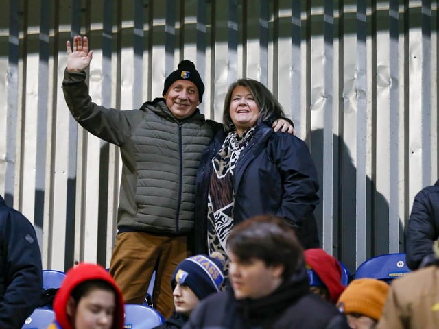 Mansfield Town fans ahead of the draw with Grimsby Town.