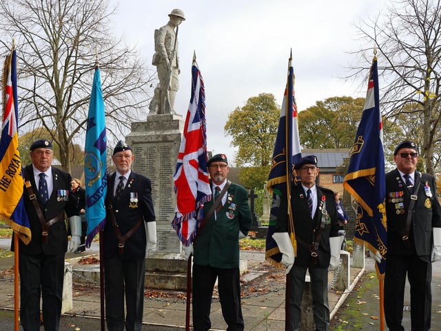 Armed Services Veteran Flag-bearers at St Mary's Cenotaph.