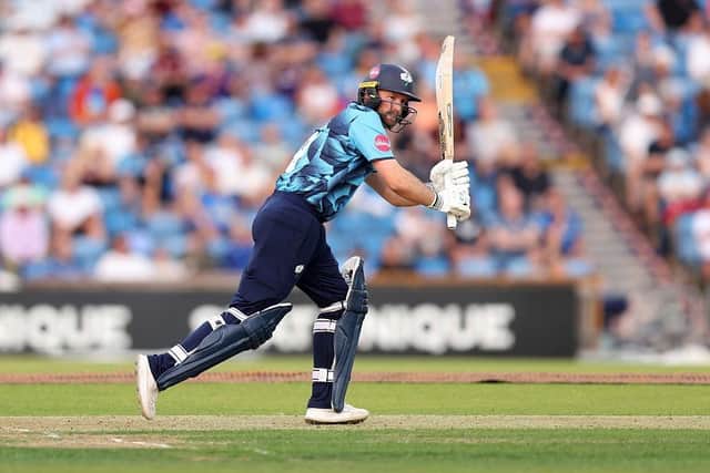 Opener Adam Lyth top-scored with 52 off 27 balls to get Yorkshire off to a fast start against Notts.