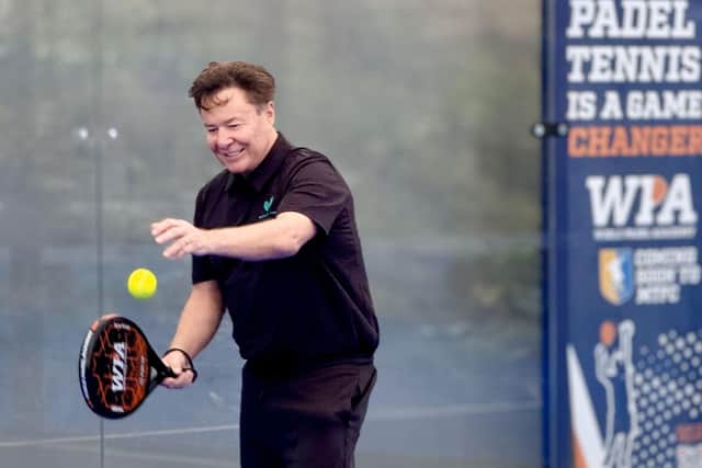 John Radford, Mansfield Town Owner, playing Padel at the site.