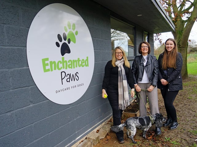 Enchanted Paws daycare for dogs. Samantha Nixon, Gina Buxton (owner) and Connie Wilkinson.