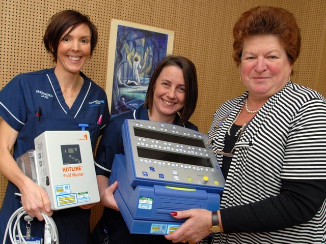The League of Hospital Friends presented a Resuscitator, Cell Saver, Photodynamic Lamp, Blood Warmer and a Tachycardia Stimulator totalling £65,000 to the King's Mill Hospital in 2005.