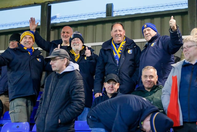 Stags fans pictured during the 2-2 draw at Hartlepool.