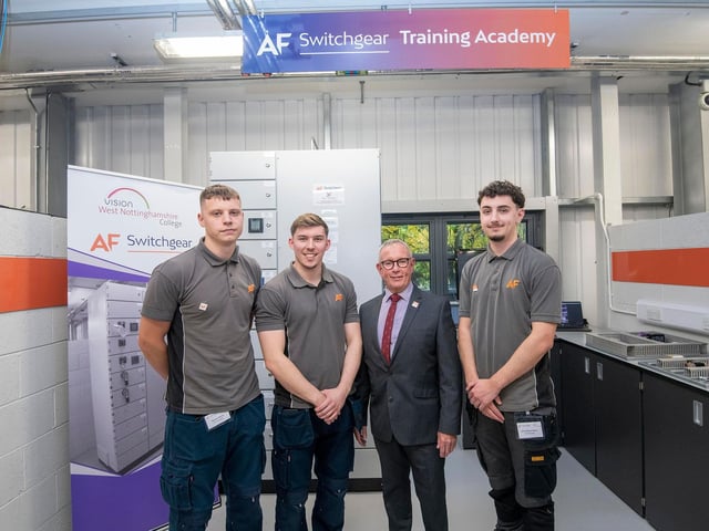 Left to right, qualified apprentices Spencer Whittle and Joel Harrison, operations manager Mike Ratcliffe and fellow apprentice Alex Peeters-Weem