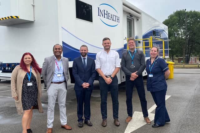 Mansfield MP Ben Bradley enjoyed a visit to the mobile Lung Health Truck at Mansfield Civic Centre on Chesterfield Road South.