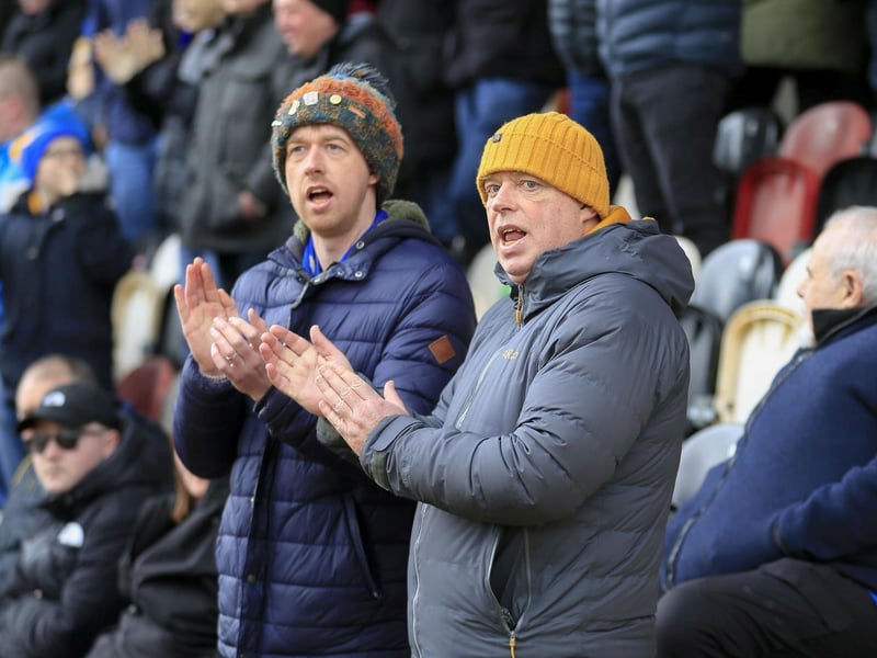 Mansfield Town fans enjoy the day at Newport County.