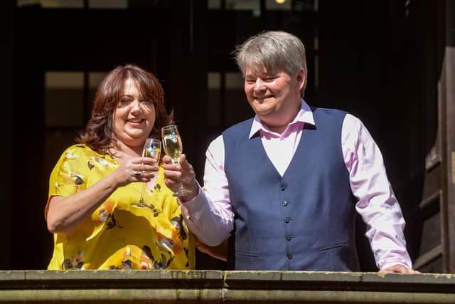 Andrew and Paula toast their win in 2019.