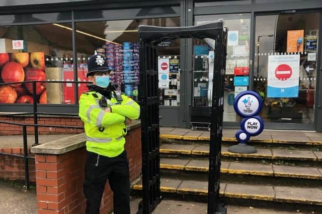 Police were stationed outside Mansfield Bus Station and on Warsop High Street with a knife arch earlier this week.