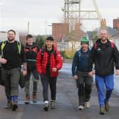 Nico (centre) and fellow walkers en route