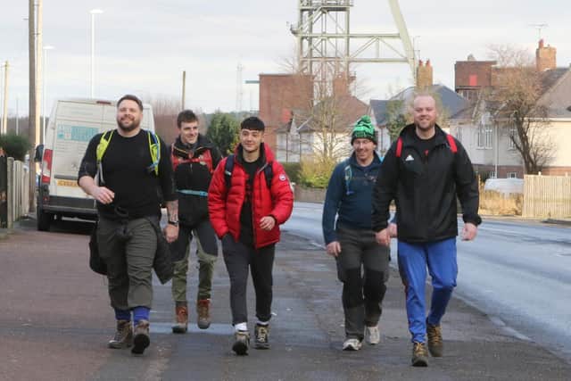 Nico (centre) and fellow walkers en route