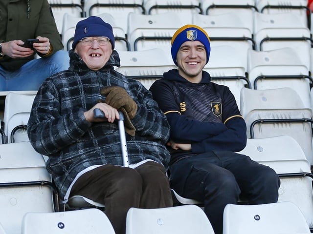 Mansfield Town fans at the Lamex Stadium for the match against Stevenage.